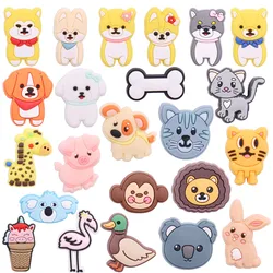 33 Kinds 1Pcs Animals Dog Rabbit Cat Giraffe PVC Garden Shoe Charms Shoes Decorations Clog DIY Wristband Kids Gift