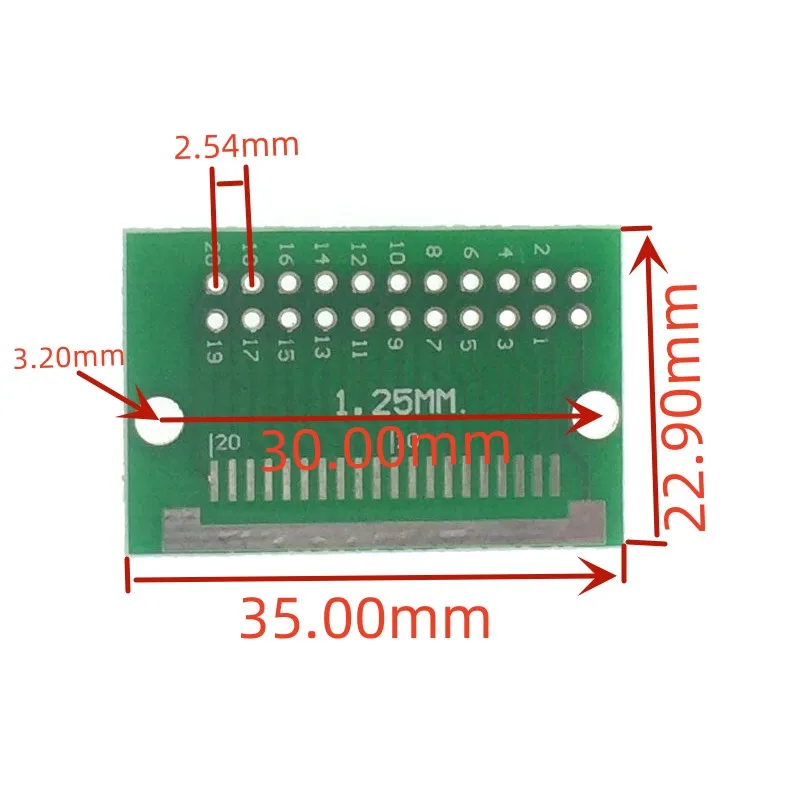 PCB Board PCB Board Assembly Printed Circuit Board 10Pcs FPC/FFC 20P Patch Test Board Horizontal Stick Vertical 1.25 Turn 2.54MM Transfer Plate