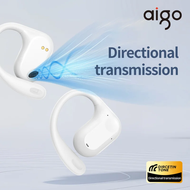 Aigo TG330 이어 후크 스포츠 이어폰, 무선 블루투스 5.4 헤드셋, 긴 지구력 HD 귀 걸이형 오픈 웨어러블 헤드폰
