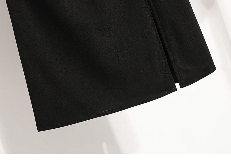 Herbst Winter Mittellanger A-Linien-Rock 2026 Übergröße Eleganter Asymmetrischer Schlitz-Rock Damen Hochgeschnittener Oversize-Anzugrock – Detail 9