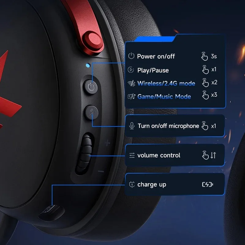 سماعات ألعاب MCHOSE V9 Pro مثبتة على الرأس بأربعة...