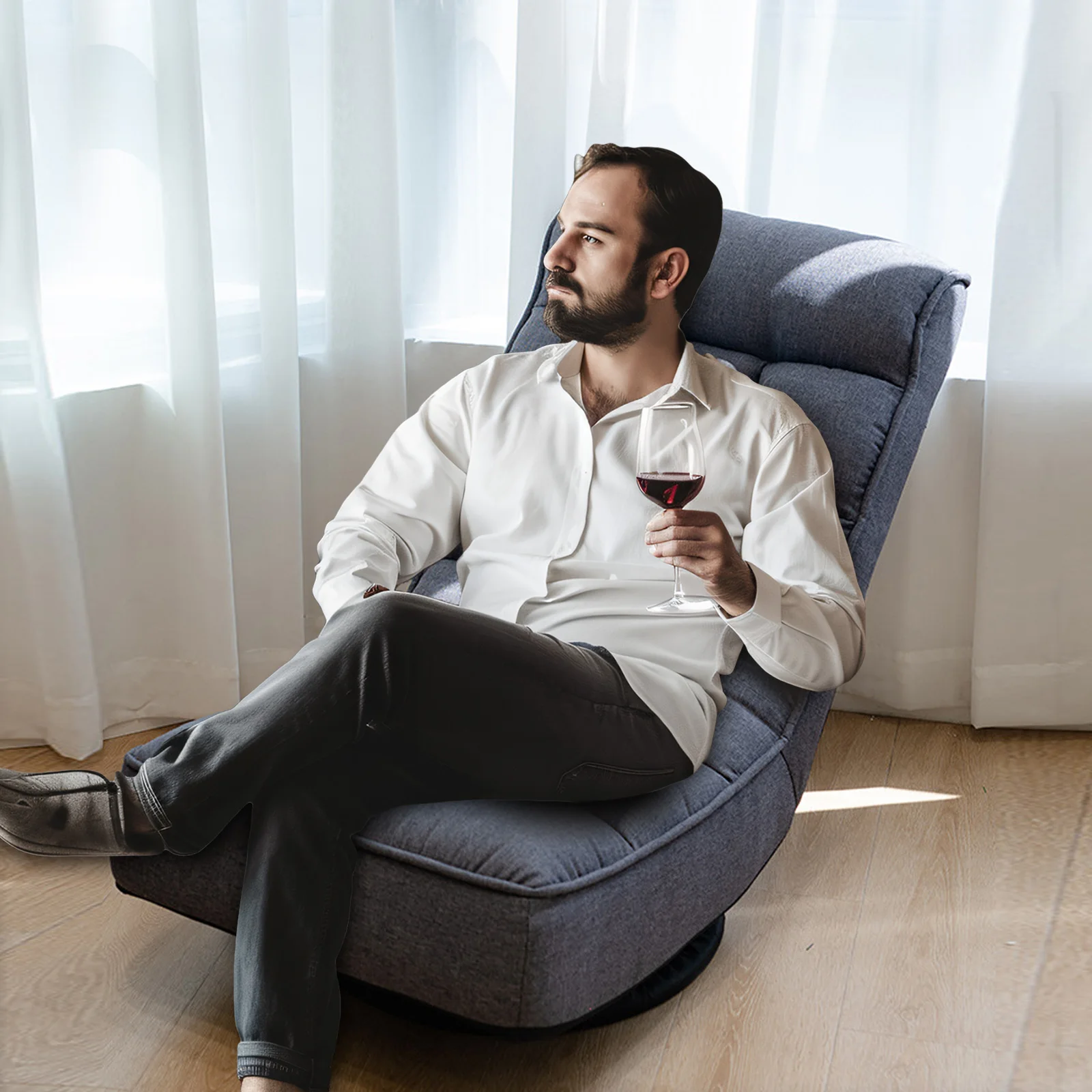 Recliner Chair,Comfy Swivel Chair for Living Room,Adjustable Foam Floor Chair