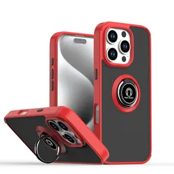 Enhanced Magnetic Ring Holder Shockproof Matte Clear Phone Case - 7 8 or SE 2020 (Red)