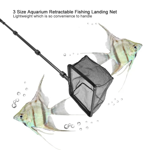 Plastic Pole Handle Retractable Fishing Net Retractable Design Floating Objects Clean Aquarium Fishing Net Black 4