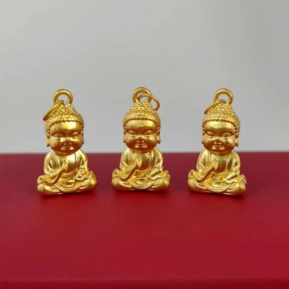 

1PCS Real Pure 999 24K Yellow Gold Bless Lucky 3D Cute Buddha Small Pendant 0.5-0.6g