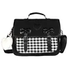 Japanese Backpack Bow Messenger Bag Student Checkerboard  Shoulder Bag For Teenagers Girls Backpack 4