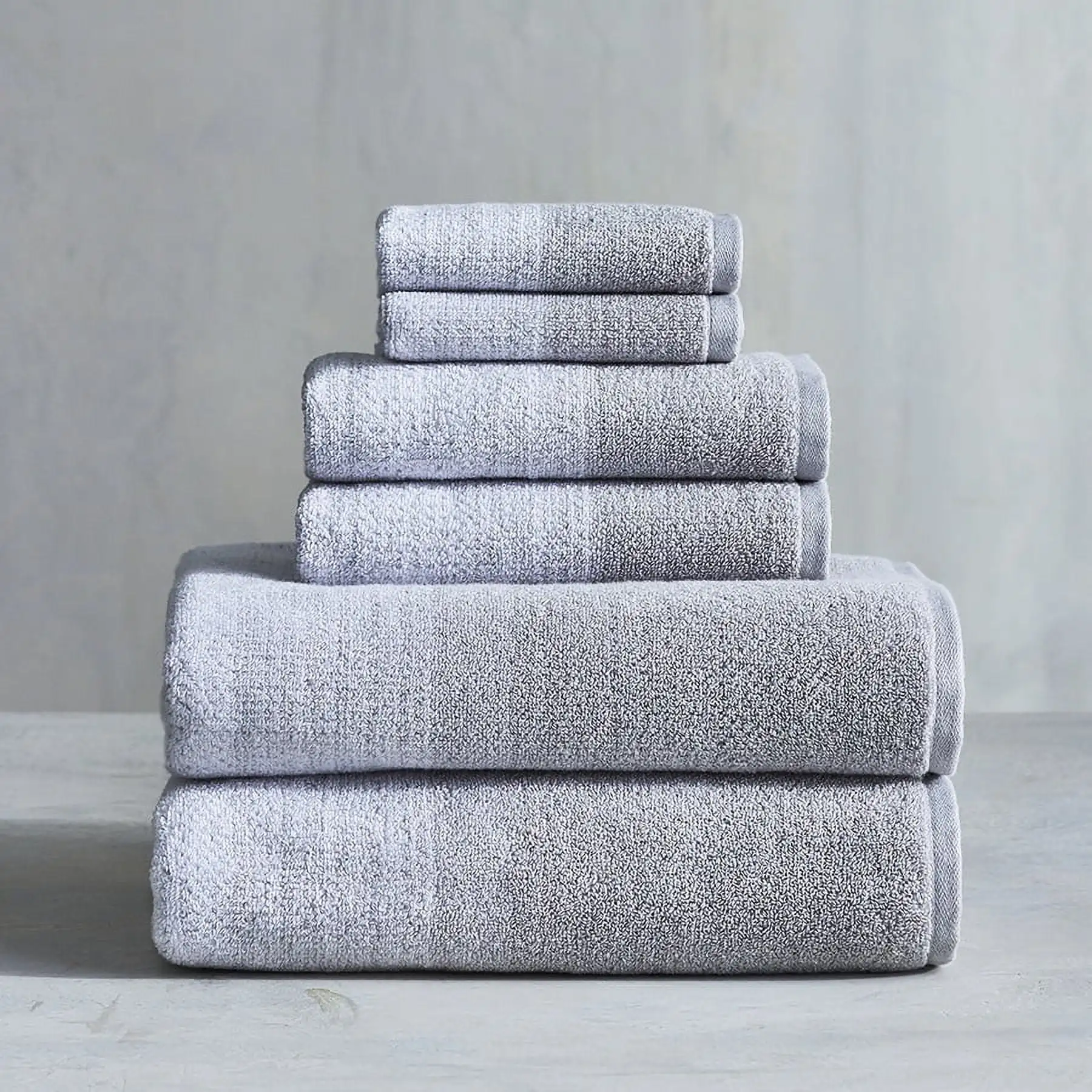 

Signature Soft Heathered 6 Piece Towel Set, Soft Silver