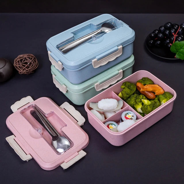 Divided Lunch Containers Portable Leakproof Meal Prep Container With Lid &  Spoon Food-Safe PP Lunch Box With 3 Compartments - AliExpress