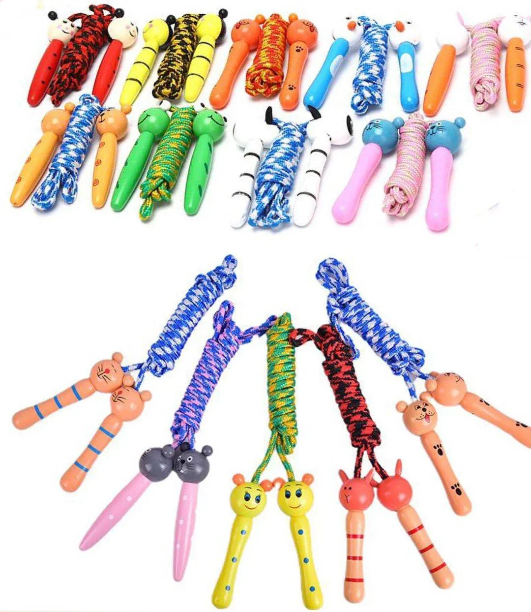 2M Lovely Cartoon Wood Handle Kids Children Skipping Jump Rope Sport Exercise Tool