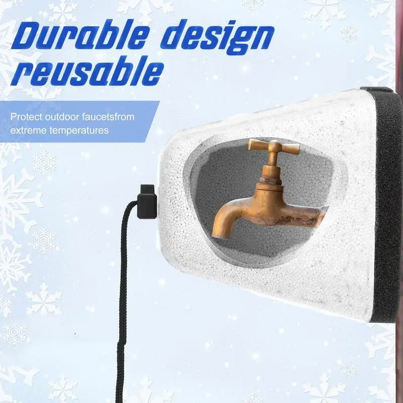 

2pcs Winter Outdoor Faucet Cover Self Sealing Thermal Insulation Foam Reusable Fastening Ring Tap Protection From Freezing