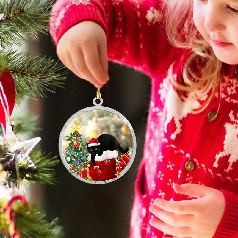 Acrylic Pendant For Christmas Tree 5Pecies Black Cat Tree Pendants Acrylic Christmas Pendants Cute Funny Christmas Ornaments