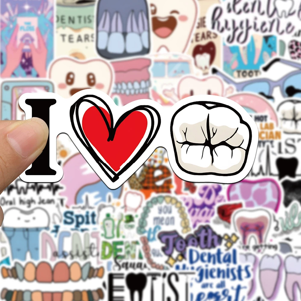 10/30/50pcs Cute Dental Tooth Cartoon Stickers Dentist Store Toothbrush Teeth Sticker Laptop Luggage Phone Graffiti Decals Decor