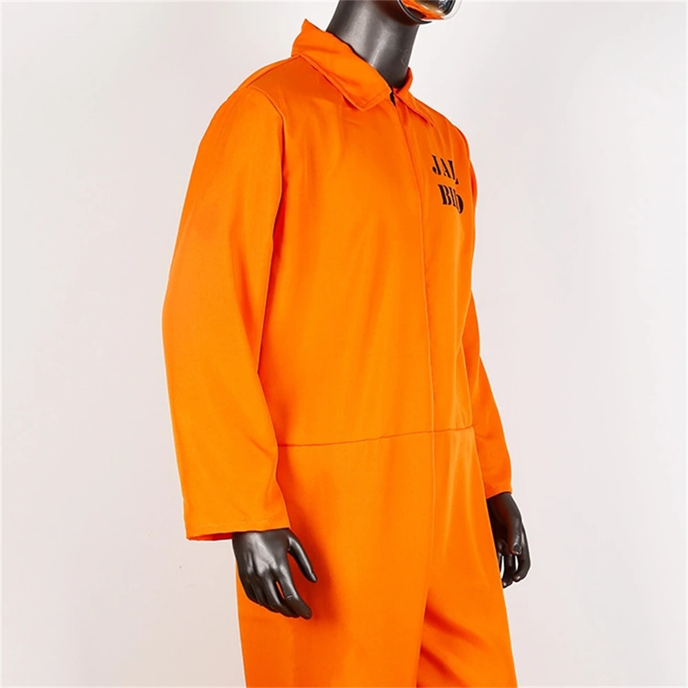 Men Prisoner Prison Jump Suit Halloween Carnival Party Dress Cosplay Orange Inmate Costumes Unisex Prison Criminal Inmate Outfit