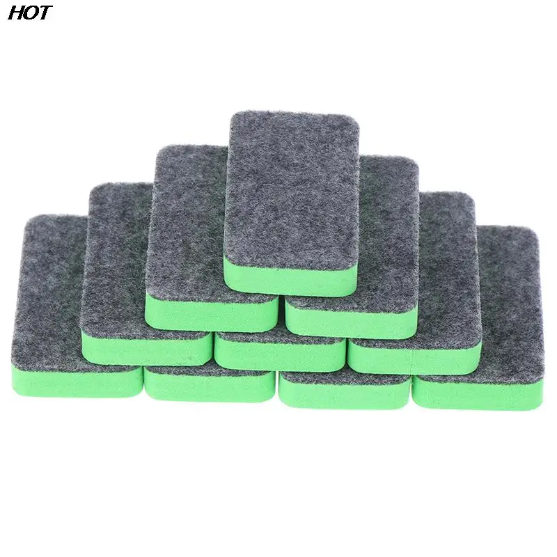 10Pcs Green+Black Mini Felt Cloth Whiteboard Dry Eraser Erase Pen Board Kid  Marker School Office supplies