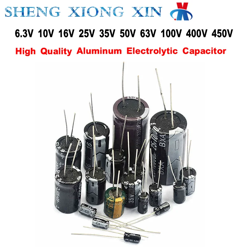 5-20pcs/Lot Aluminum Electrolytic Capacitor 6.3V 10V 16V 25V 35V 50V 63V 100V 1UF 10UF 22UF 47UF 100UF 220UF 330UF 470UF 680UF