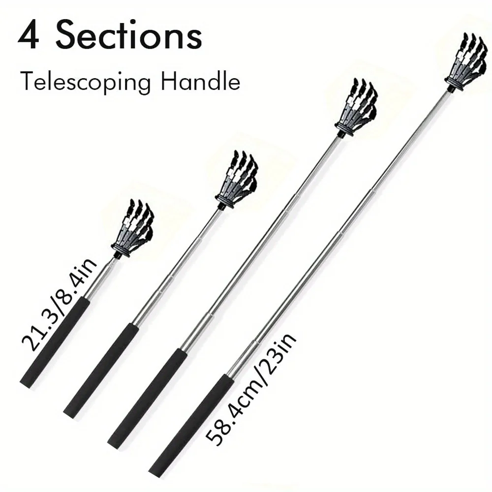 Lager Sized Skeleton Hand Back Scratcher Hand Massager Portable Extendable Stainless Steel Telescoping Massage Tool Perfect Gift
