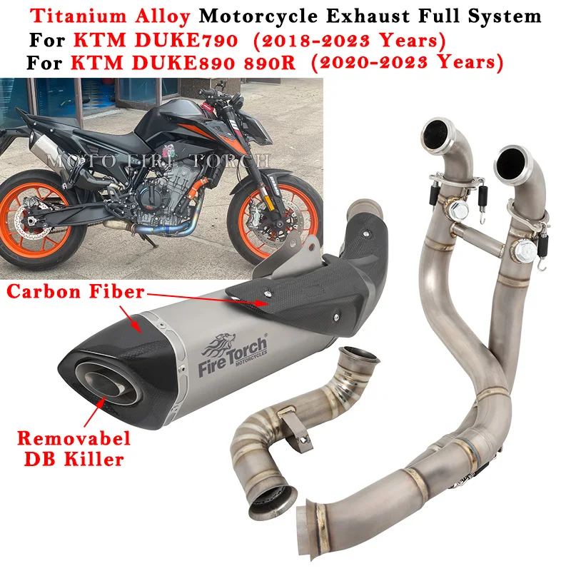 

Motorcycle Ehxuast Moto Escape Full System Titanium Alloy Muffler With Front Link Pipe For KTM DUKE 790 890 890R 2018 - 2023