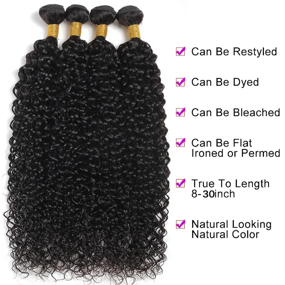 Bundles de tissage de cheveux humains mongols, Afro Kinky Curly, Extensions de cheveux humains vierges, 100% non transformés, caution Curl, 1 PC, 3 PCs, 4PCs