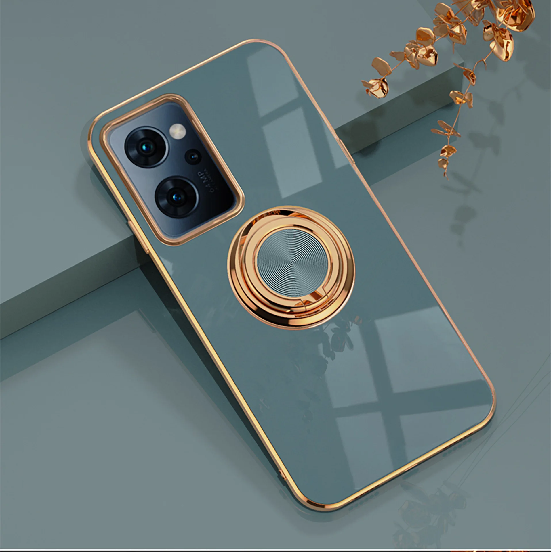 Ring Plating Magnetic Case Phone Case Phone Protector Cover For OPPO Reno 9A Reno 7A 5A Japanese version Cover Luxury Color Anti-knock Cases for Reno5A Reno9A