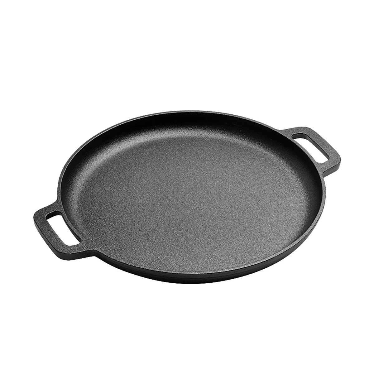 

Cast Iron Pizza Pan Steel Pizza Cooker with Handles Deep Stone for Oven or Griddle for Gas,30x30cm