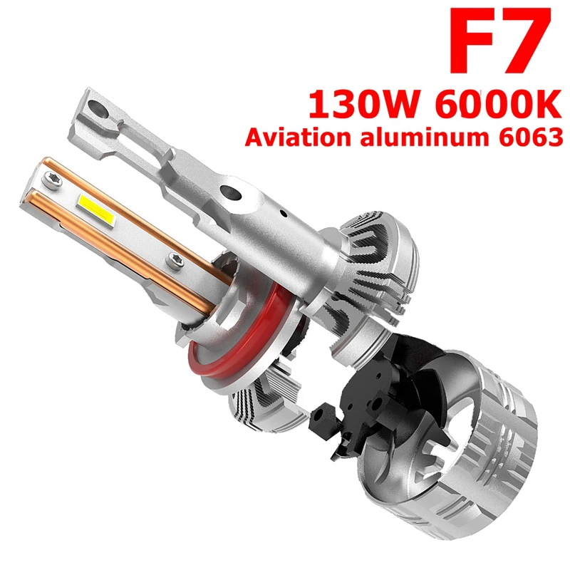 F7 130W 12000LM H7 LED Bulb LED 9005 H7 headlight kit Fog Light H8 H11 Car Lamp Headlights Bulb