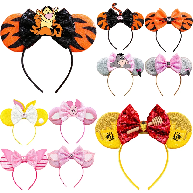Cute Piglet Tigger Hair Accessories For Women Disney Bee Winnie the Pooh Bear Ears Headbands Kids Eeyore Bow Hairband Girls Gift triol disney winnie the pooh игрушка для собак хрюня