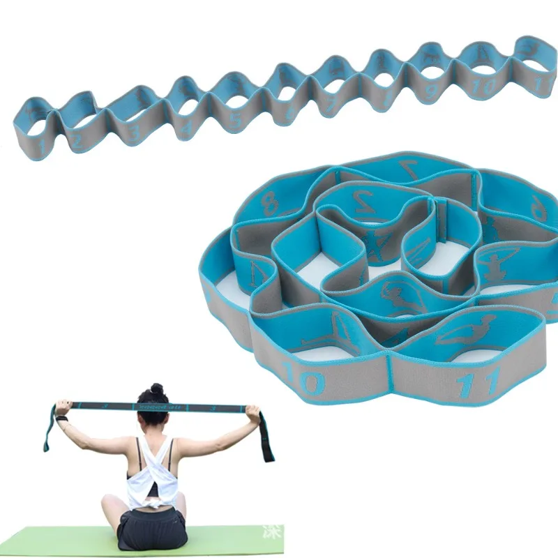 

11 Section Nylon High Elasticity Yoga Stretching Band, Yoga Stretching Muscles, Slimming and Shaping, Rehabilitation Stretching