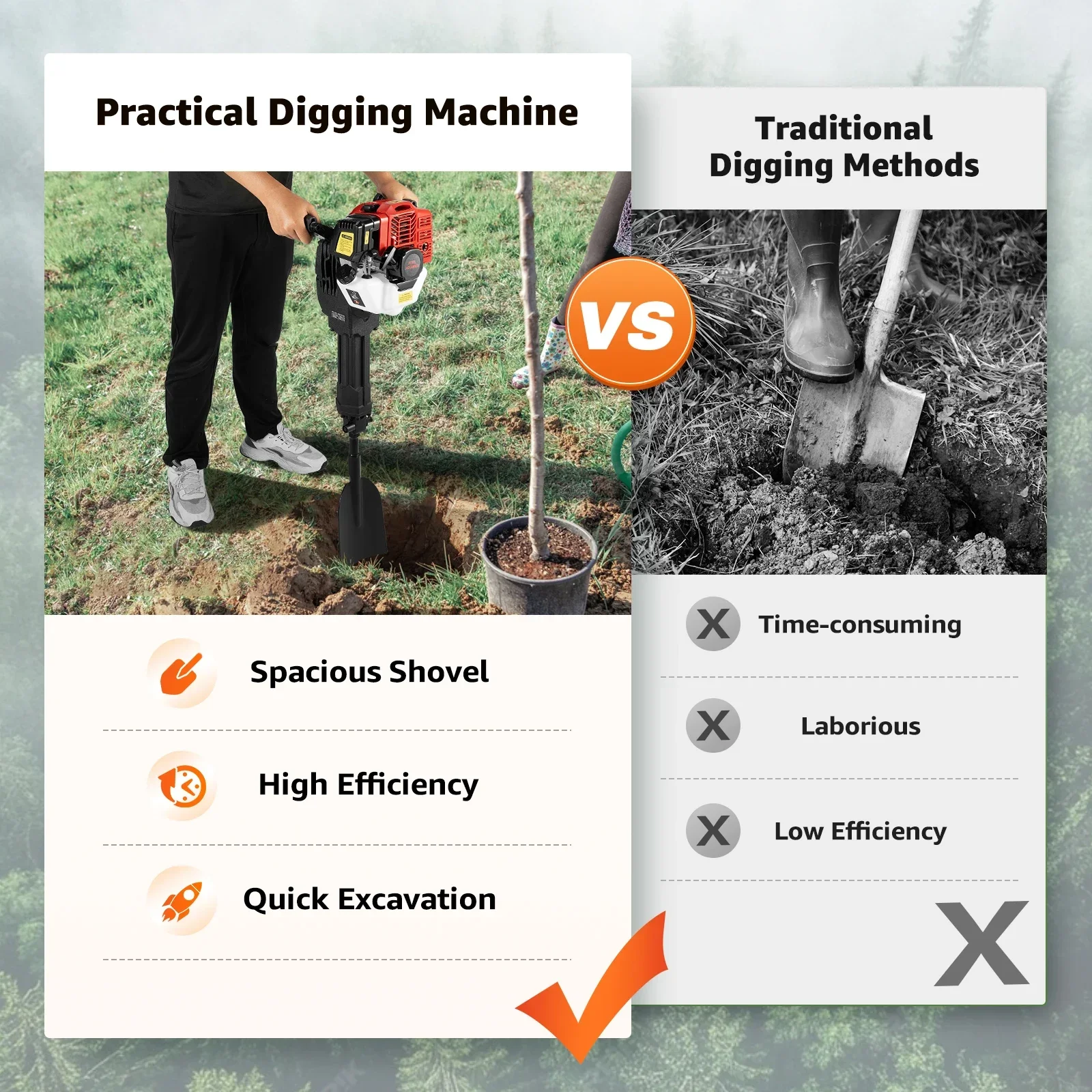 52CC 2-Takt-Bagger, tragbare Benzinschaufel, Benzinschaufel, Bagger, Garten, Baum, Grabmaschine für Bauernhof, Wald, Sämlinge, Pflanzung – Detail 10