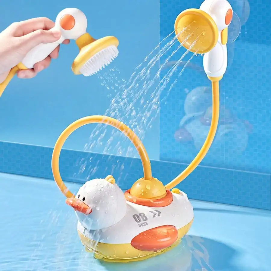 1PCS Big white duck shower head 3 little yellow ducks spray water baby infant bathroom bath soothing water toy gift set