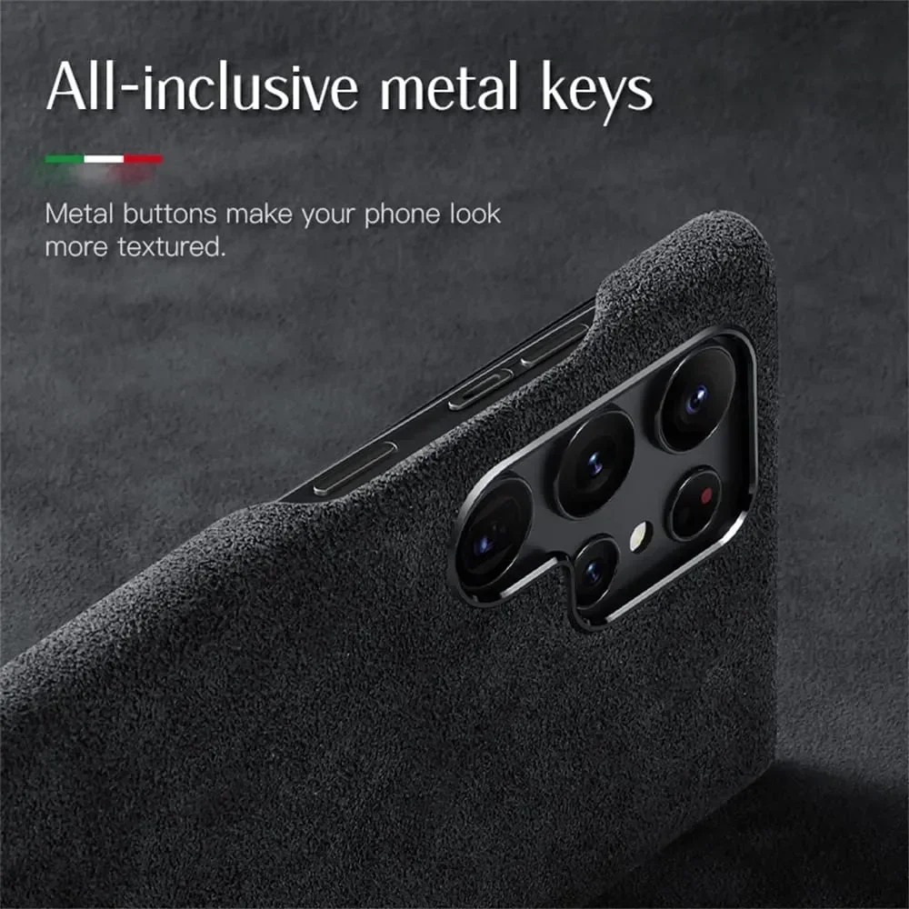 Genuine Alcantara Leather Phone Case for Samsung Galaxy S24 S23 Ultra S22 Plus  S20 Premium Supercar Turn Fur  Back Cover