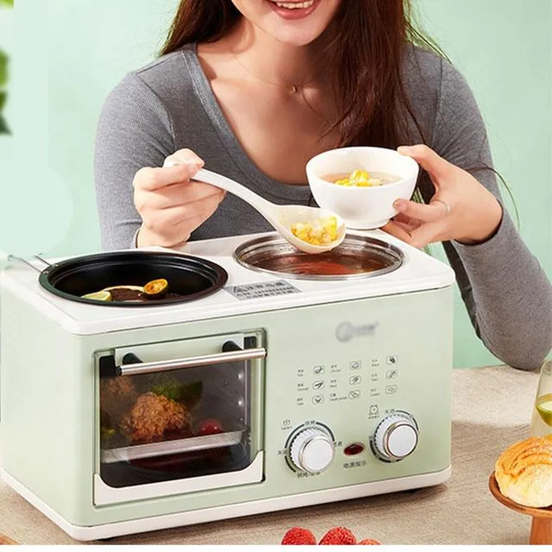 4-in-1 Household Multifunctional Breakfast Maker Machine with Toaster with dust cover and Frying Pan Boiler Steamer cooking pot