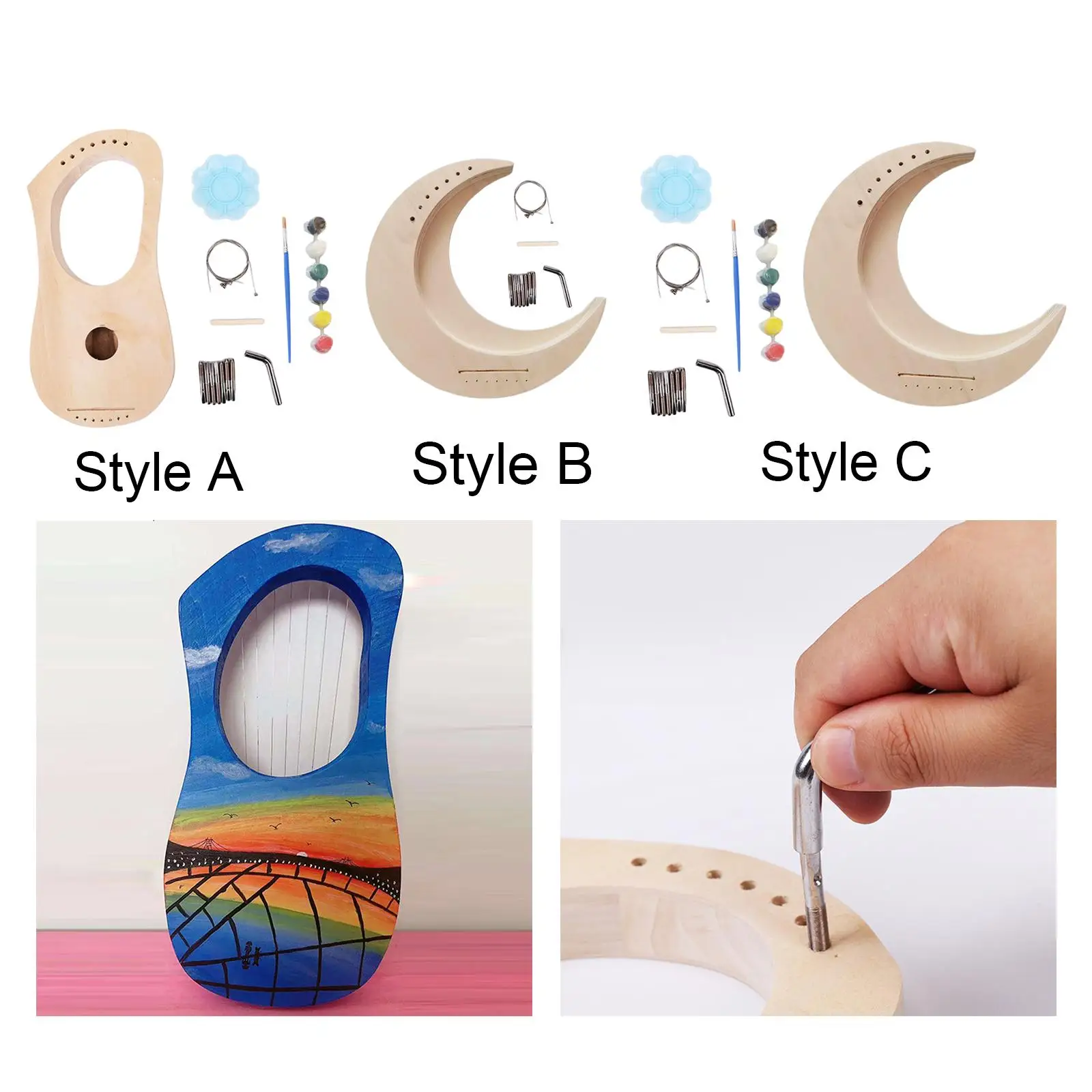 String Lyre Harp DIY Interactive Beginners Harp 7 String DIY Set for Cooperation