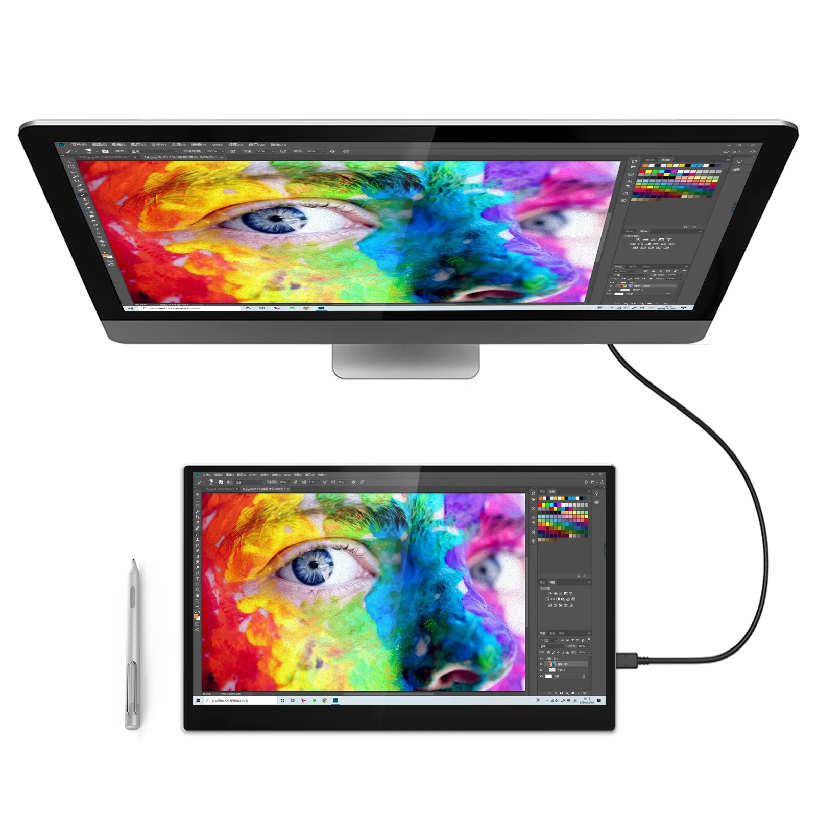 

Digital Drawing Tablet with Touch Screen, 13.3 Inch Graphics Pen Display for Art and Animation Beginners