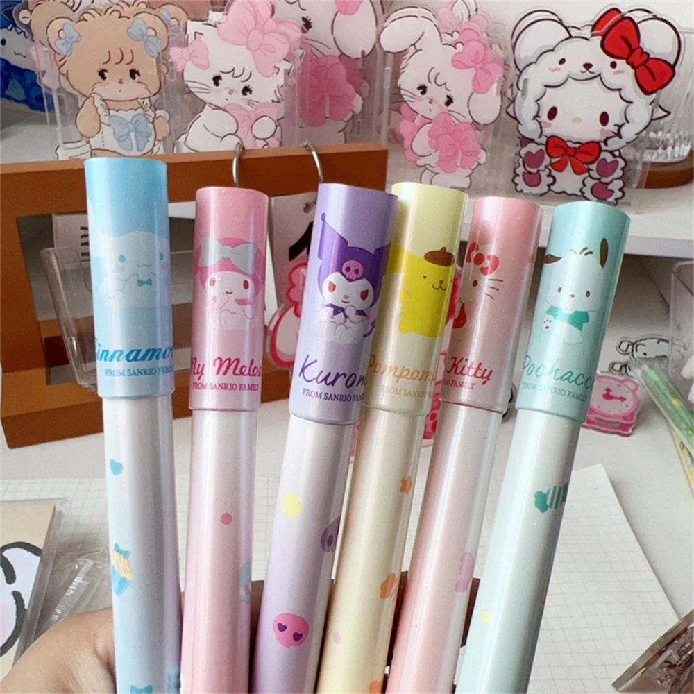 Highlighter Pen 6Pcs Sanrio Hello Kitty Cinnamoroll Set Kawaii Kuromi Melody Art Fluorescent Markers Pens Girls Gifts