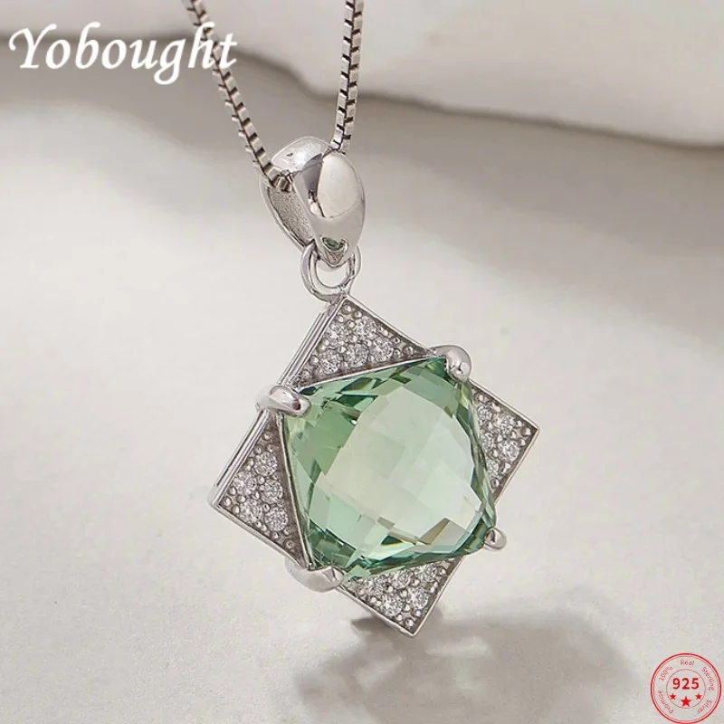 

S925 sterling silver charms pendants for Women New Fashion rhombus inlaid synthesis Crystal micro zircon jewelry free shipping
