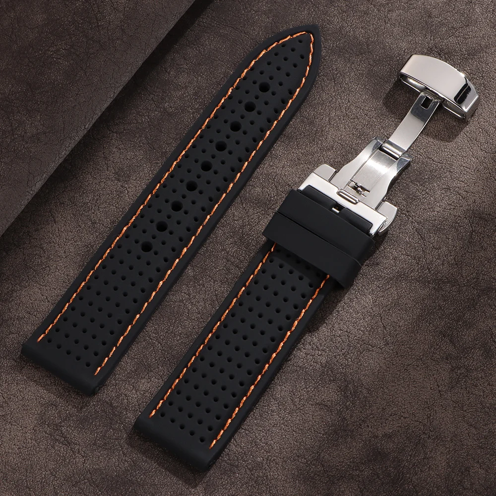 Silicone Butterfly Buckle Breathable Watch Strap Replacement