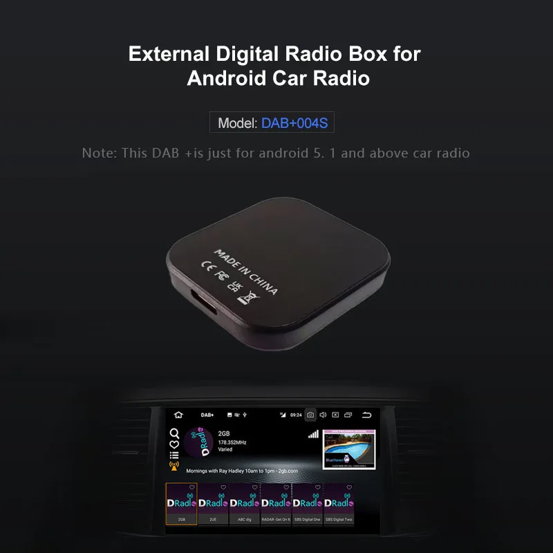 Ouchuangbo Dab Radio Receiver In Car Antenna Digital DAB+ Adapter Tuner Box Audio USB connector Android Decoding