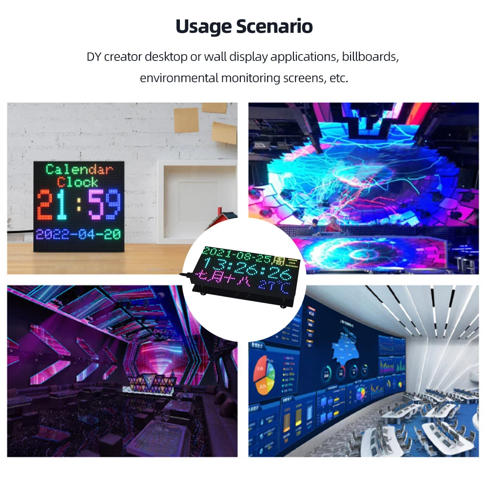 RGB Ǯ �÷� LED ��Ʈ���� �г�, ��� ���� ����, LED ��Ʈ���� ���, 64x32 �ȼ�, HUB75 �������̽�, ����� �Ƶ��̳��