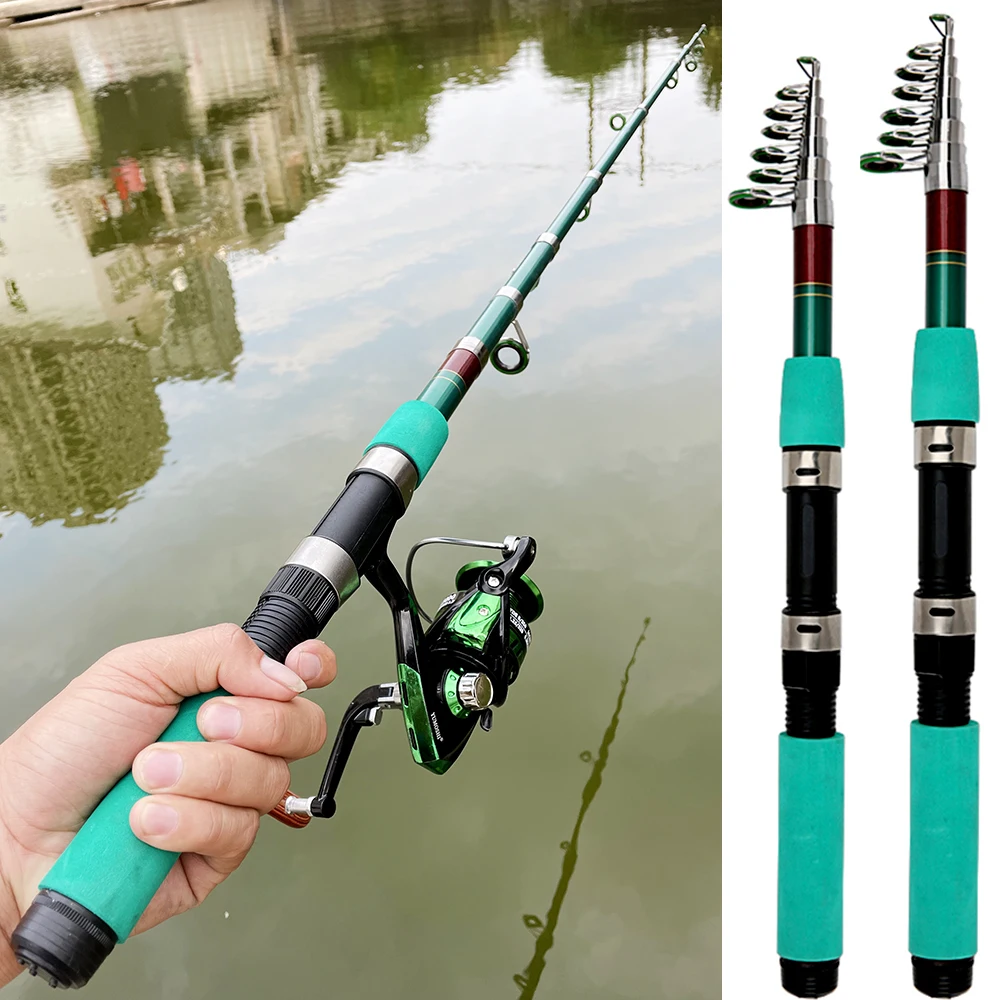 

Lure Fishing Combo 1.8m 2.1m 2.4m 2.7m 3m 3.6m Telescopic Rod and Reel Set Carbon Fishing Rod 5.5:1 Gear Ratio Spinning Reel