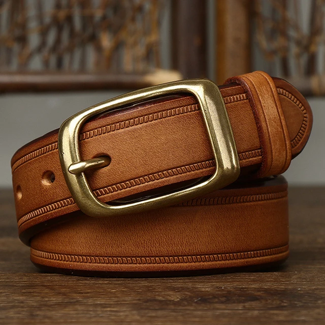 Chocolate Luxurious Louis Vuitton Genuine Leather Golden Buckles Belt For  Men