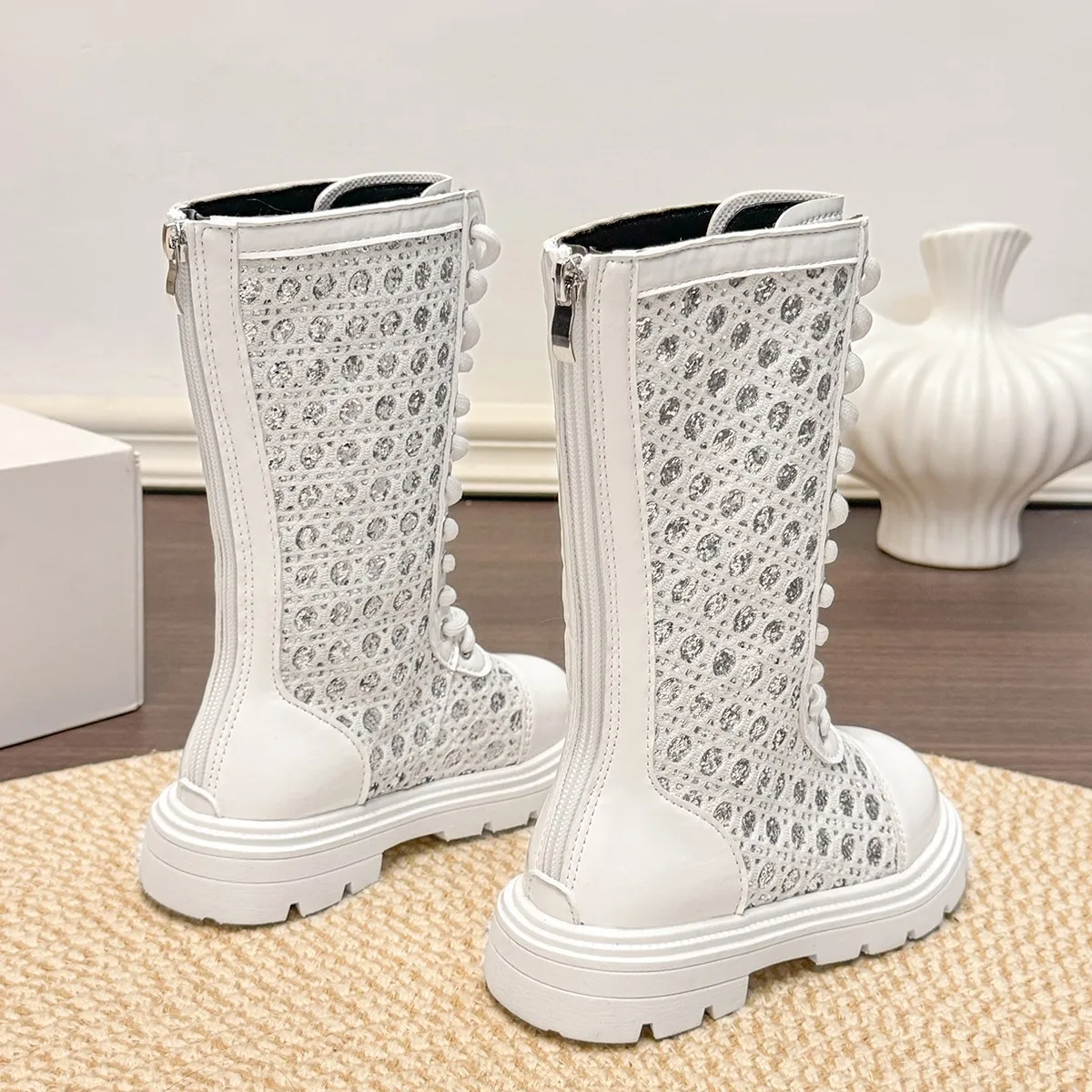 Girls Mid Calf Boots Autumn Breathable Non Slip Kid School Shoes