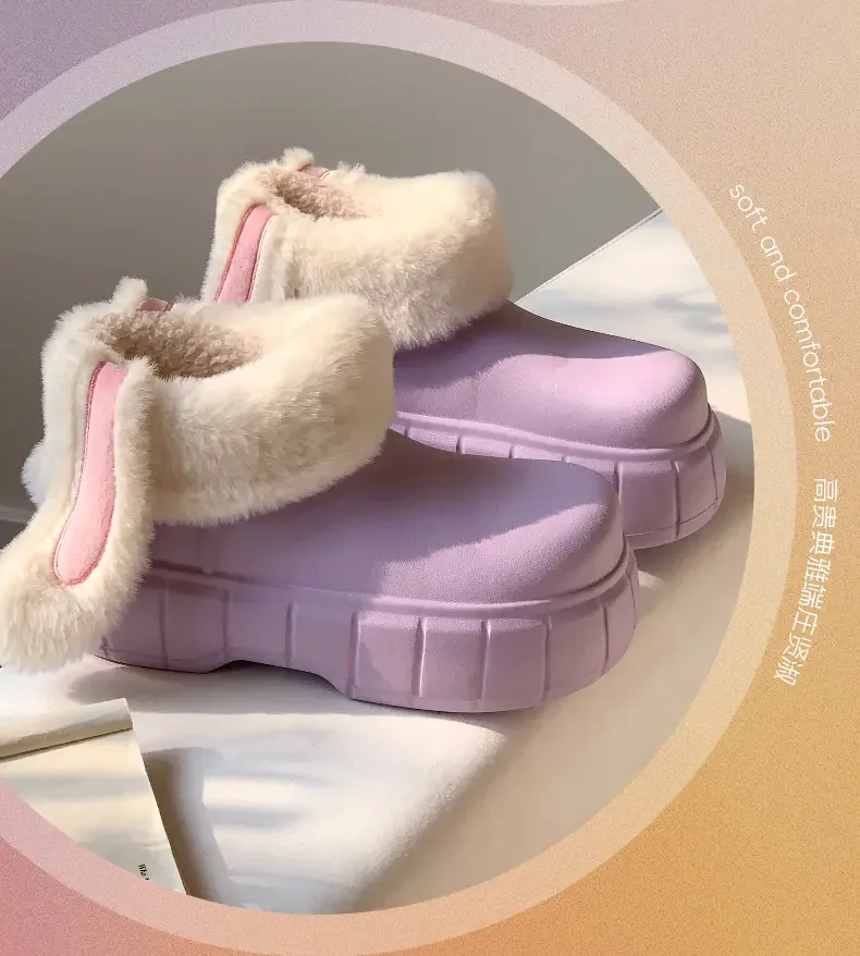 2023 Women's Winter New High Top Casual Boots Thick Bottom Non Slip Plush Warm Casual Cotton Boots Lovely Cartoon Snow Boots