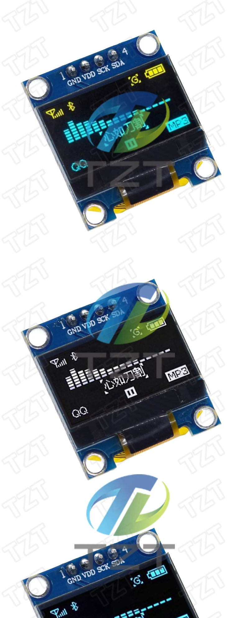 TZT 0,96 Zoll IIC SPI Seriell 7/4Pin Weiß/Blau/Gelb Blau/Gelb OLED Display Modul SSD1306 12864 LCD Screen Board für Arduino – Detail 8