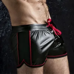 2021 Summer Hot Shorts Men's Sexy Latex Shorts Men's Casual Shorts Beach Shorts Large Size Punk PU Leather Slim Trousers