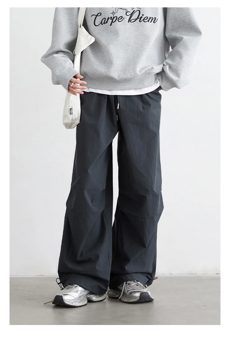 CHIC VEN Women Pants Solid Loose Casual Outdoor Workwear Female Wide Leg Trousers Drawstring Windproof Spring Autumn 2025