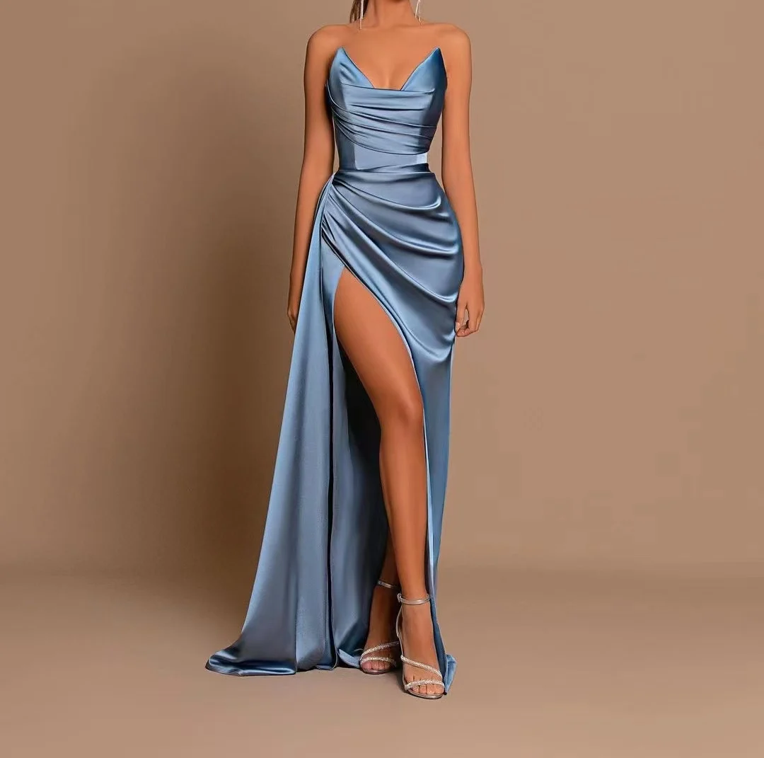

Muloong Strapless Floor-Length Ruffle Zipper up Women Luxury Party Dress 2023