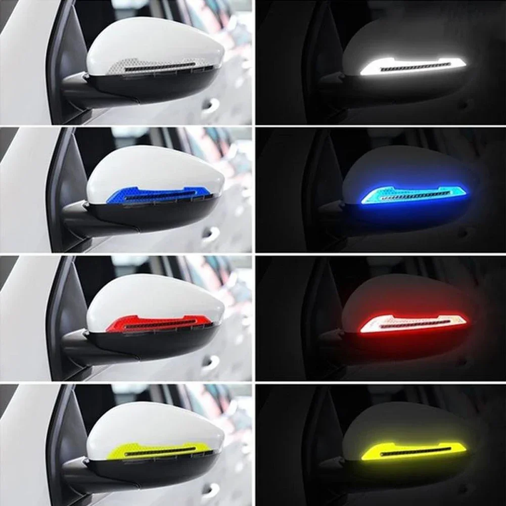 2pcs/set Car Rearview Mirror Reflective Sticker Night Safety Warning Reflective Sticker Car Rearview Mirror Decorative Strip