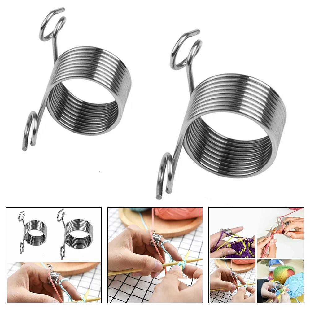 

2pcs Thimble Pin Guide Ring Knitting Tools For Household Sewing Machine Finger Thimble Thread Sewing Accessories Stainless Steel