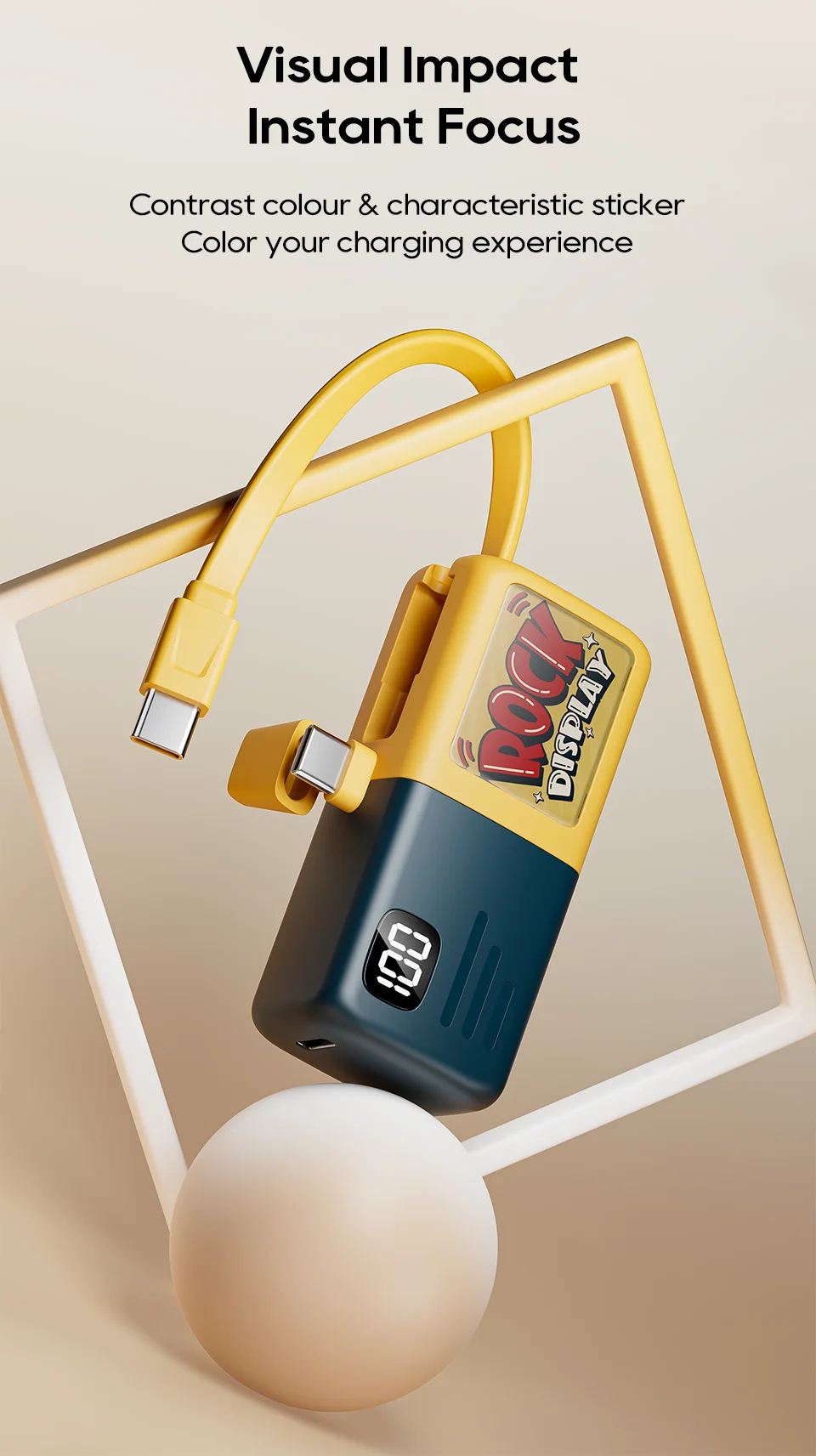Shaking Capsule Power Bank 5000mAh With Cable Kuulaa