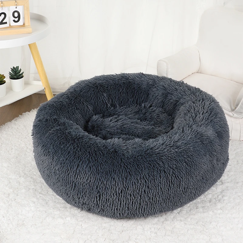Cama para perro Donut, cesta redonda grande, camas de felpa para perros, accesorios medianos, perrera esponjosa, cachorro pequeño, productos lavables para mascotas y gatos